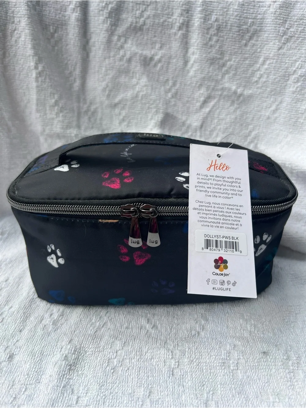 lug Dolly Short Cosmetic Bag in Paws Black NWT